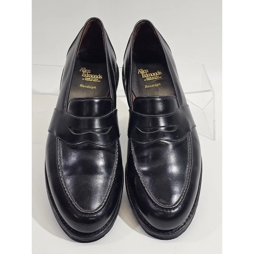 Allen Edmonds Randolph Penny Loafers Mens 12 D Black Leather Slip On Dress Shoes
